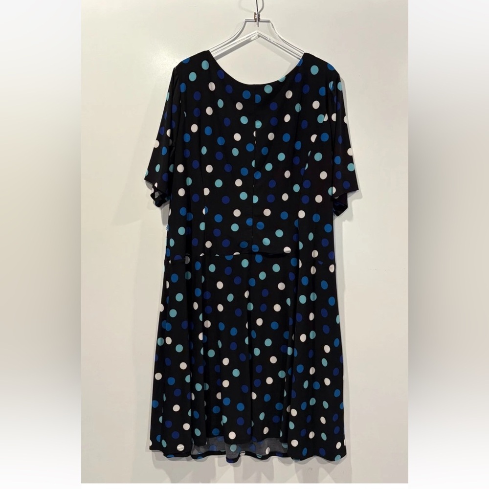 Jones Studio Womens Black and Blue Polka Dot Fit &Flare Dress‎ Size 24W - Picture 2 of 6